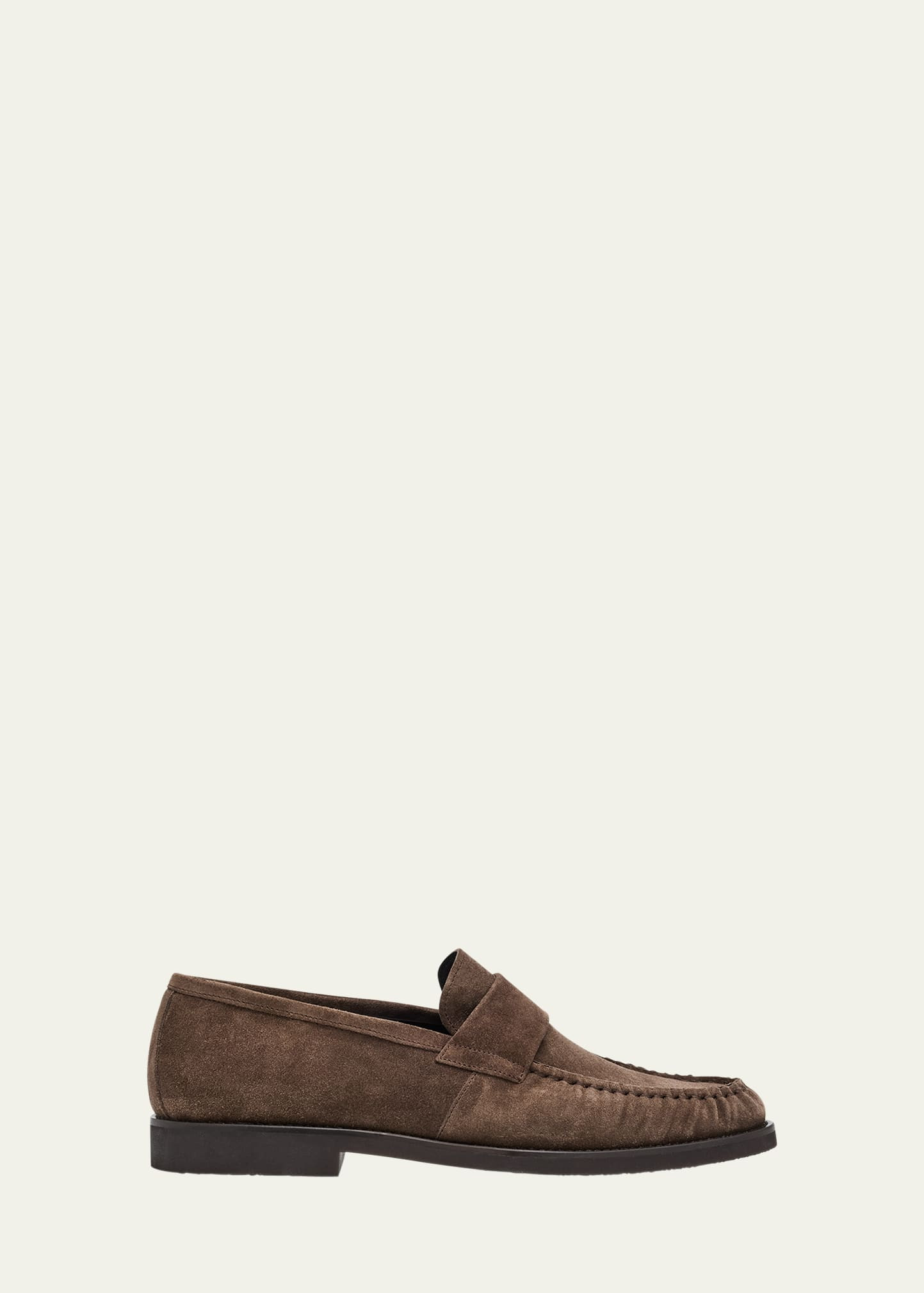 Bergdorf Goodman Men's Suede Moc-Toe Penny Loafers | Bergdorf Goodman