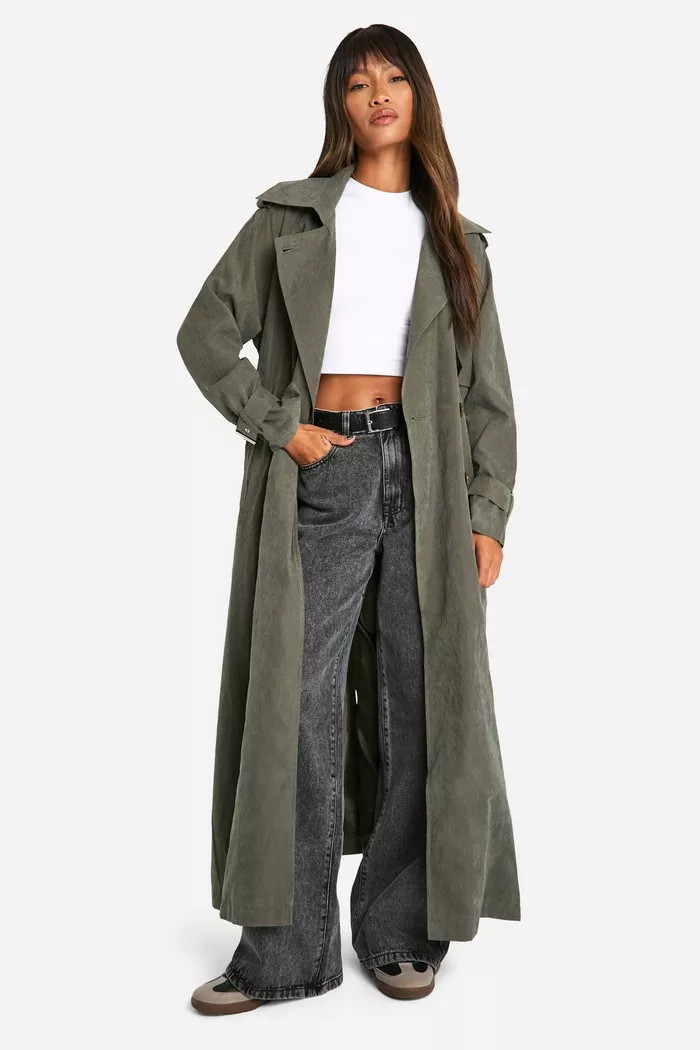 Peached Oversized Double Breast Trench Coat | boohoo (US & Canada)