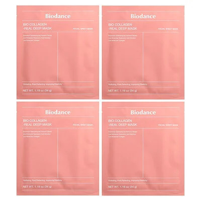 Biodance, Bio Collagen-Real Deep Beauty Mask, 4 Sheets, 1.19 oz (34 g) Each | iHerb