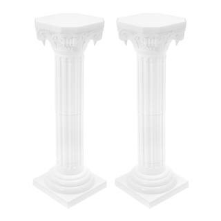 34.65 in. H White Wedding Party Event Decorative Roman Column Wedding Flower Stand (Pack of 2) | The Home Depot
