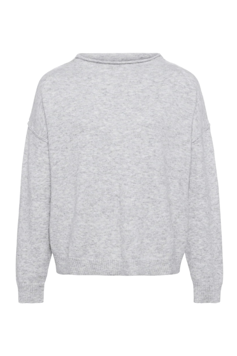 Cozy Knit Mockneck Sweater | Heather Grey | nuuds