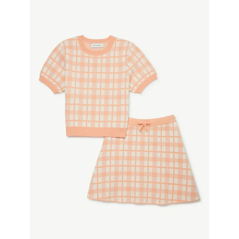 Free Assembly Girls Knit Tee and Flared Skirt, 2-Piece Set, Sizes 4-18 | Walmart (US)