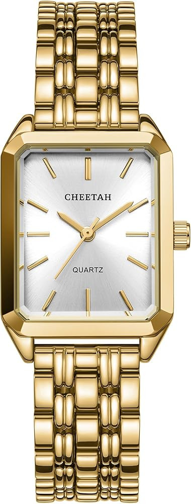 CHEETAH Women's Gold-Tone Dainty Watch, Retro Style Rectangular Case and Stainless Steel Band, Gi... | Amazon (US)