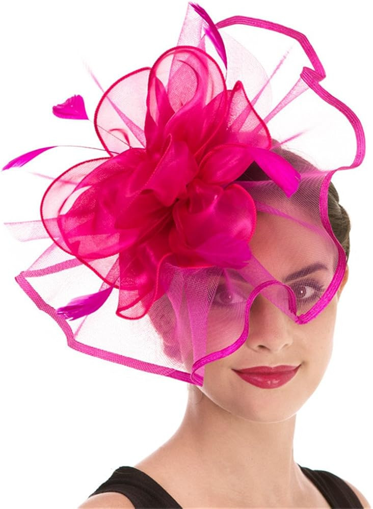 Women's Organza Church British Fascinator Bridal Tea Party Wedding Hat Summer | Amazon (US)