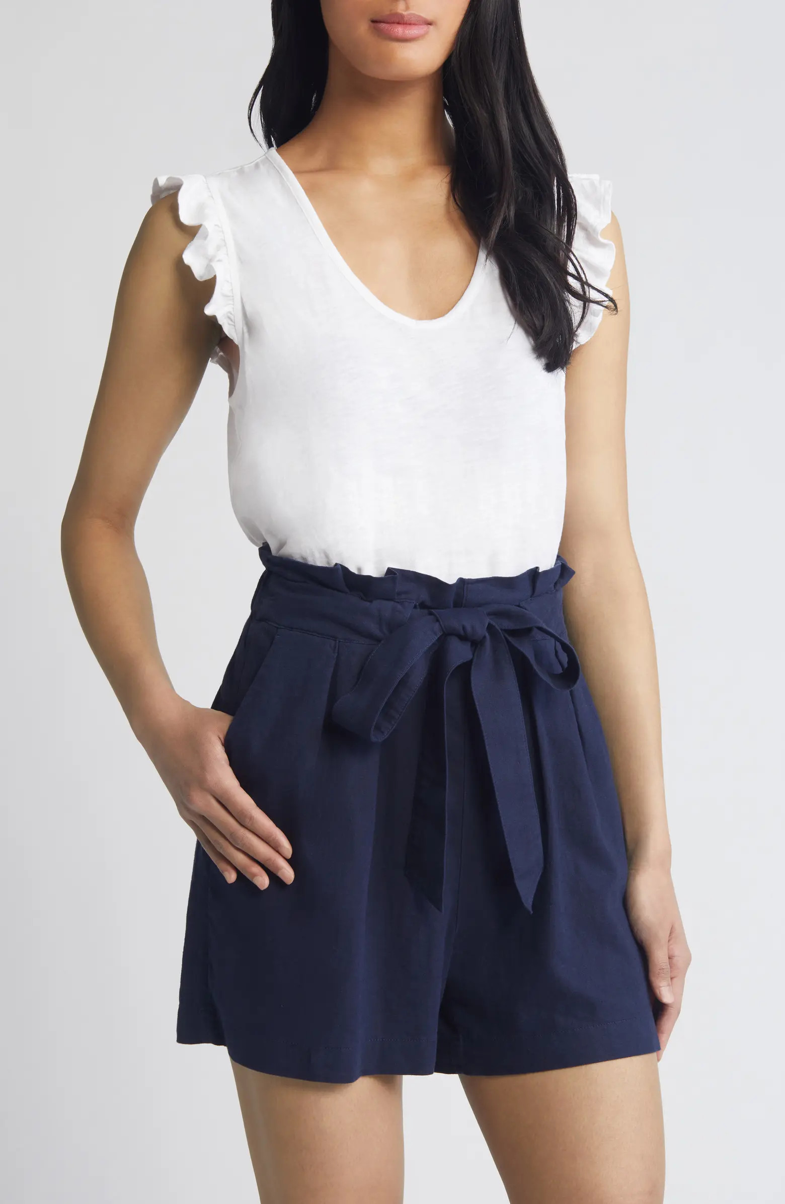 Ruffle V-Neck Organic Cotton Tank | Nordstrom