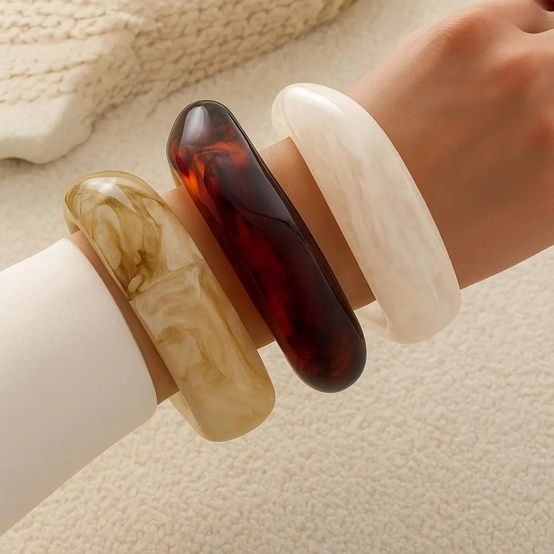 Geometric Chunky Resin Cuff Bracelet, Wide Retro Bangle, Irregular Acrylic Statement Jewelry, Vin... | Etsy (US)