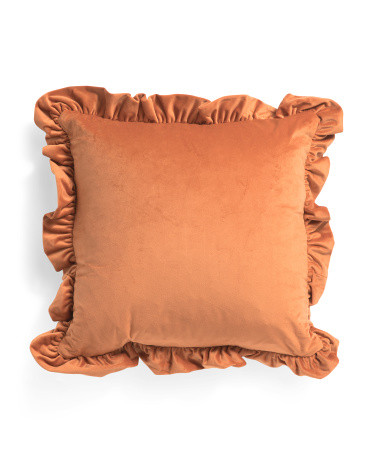18x18 Made In Usa Velvet Ruffle Trim Luxury Pillow | TJ Maxx