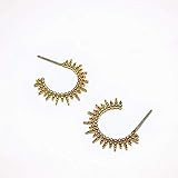 adorn512 Sunburst Huggie Hoop Earrings - Handmade Simple Earrings for Women | Womens Earrings & Mini | Amazon (US)