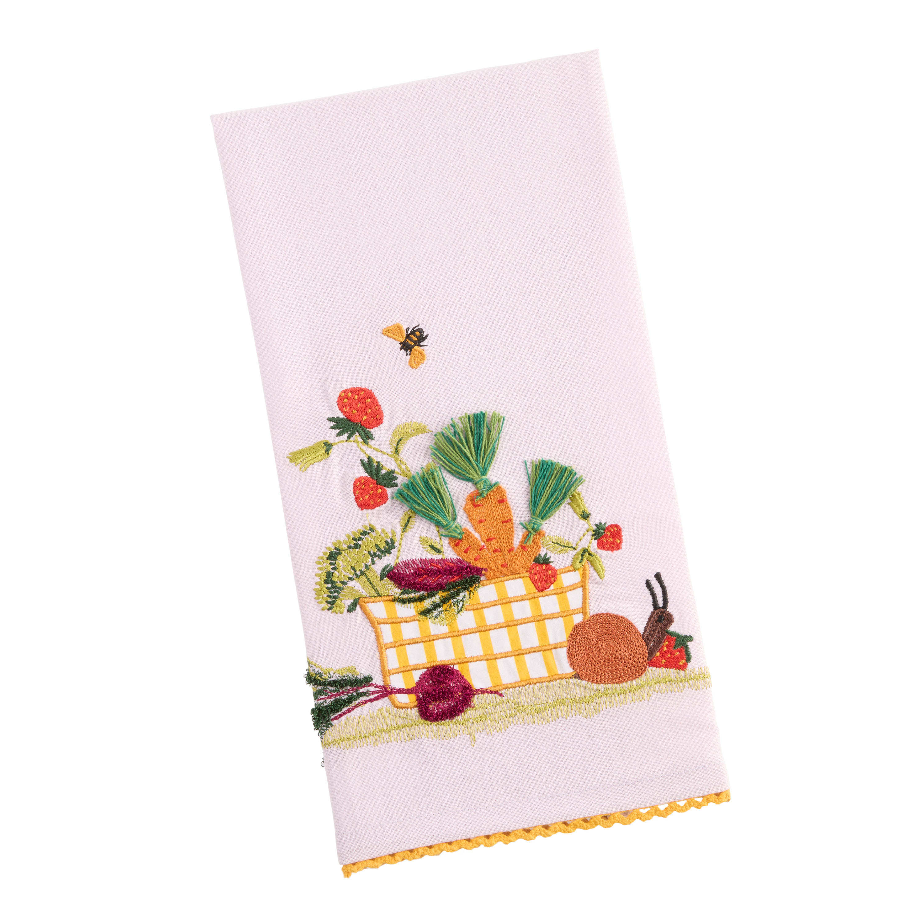 Lavender Veggie Basket Embroidered Kitchen Towel | World Market
