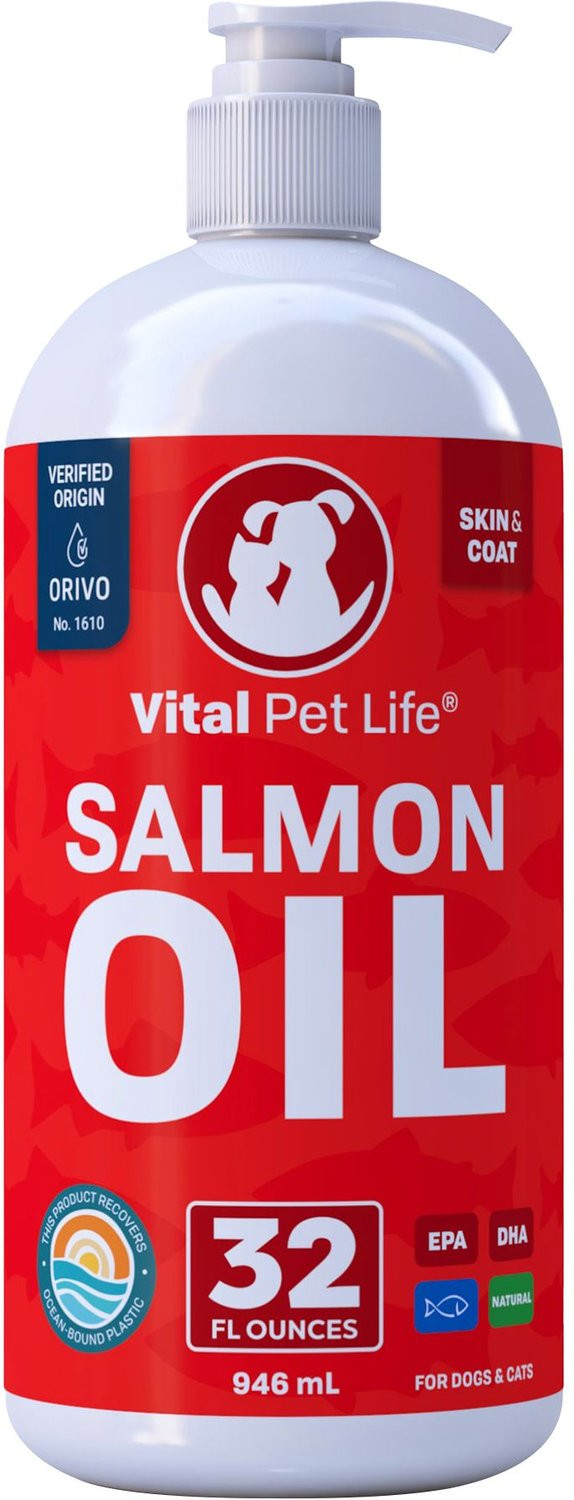 VITAL PET LIFE Wild Alaskan Salmon Oil Skin & Coat Health Liquid Cat & Dog Supplement, 32-oz bott... | Chewy.com