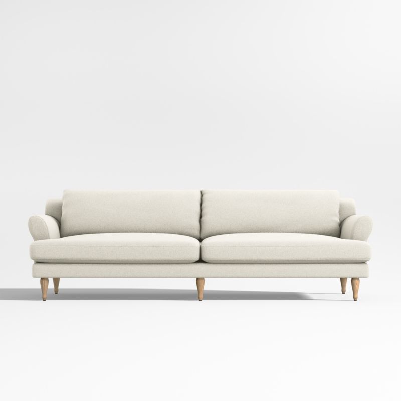 Timson White English Roll Arm Sofa with Wood Legs 96" + Reviews | Crate & Barrel | Crate & Barrel