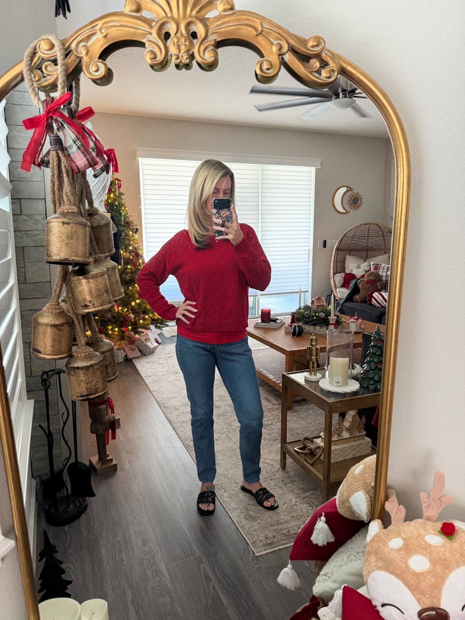 Red now sweater and my fave jeans #denim #jeans #sweater #bows  

#LTKSeasonal #LTKGiftGuide #LTKHoliday