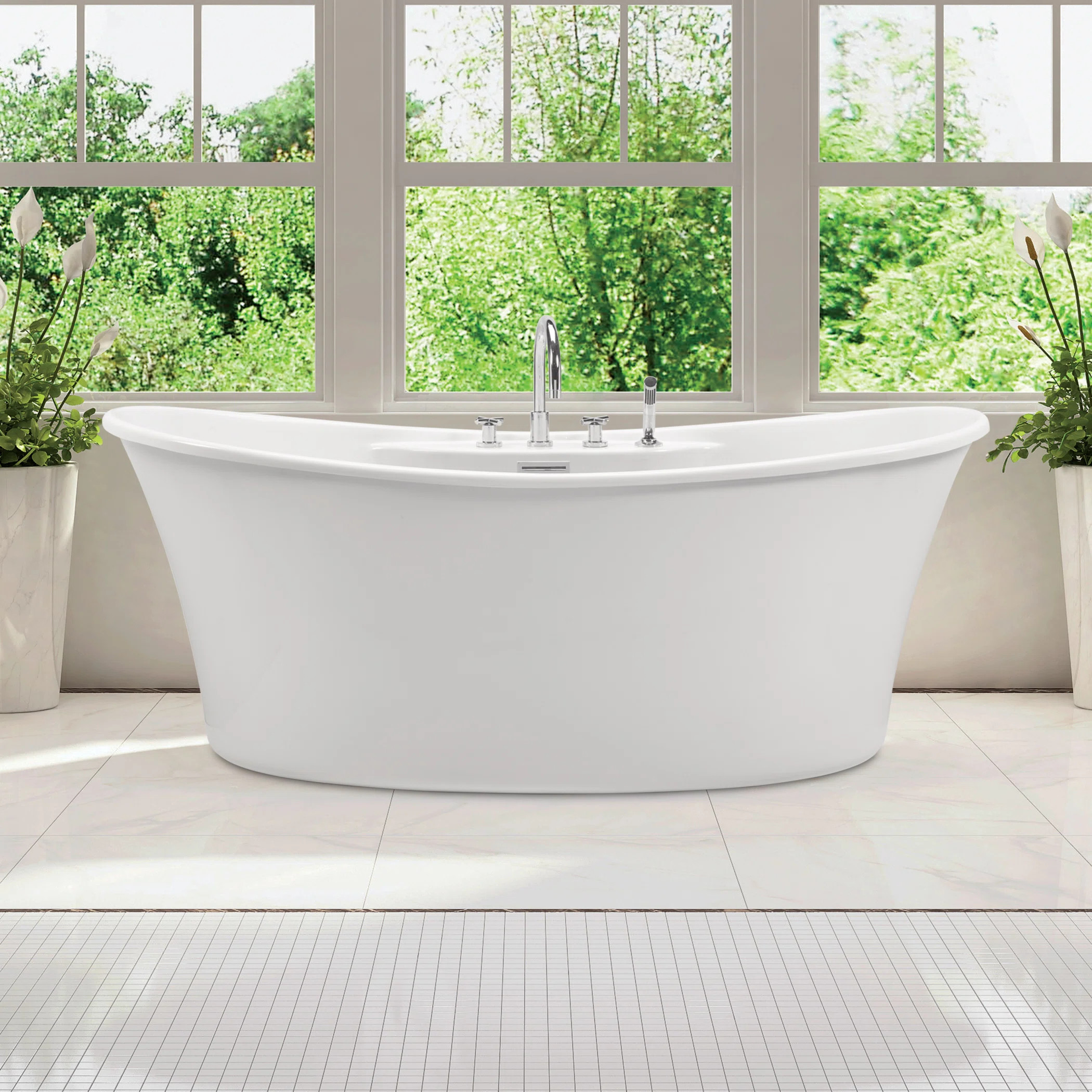 MTI Solutions 66.5" Freestanding Air Bathtub - Matte AST241DM-WH | Wayfair North America