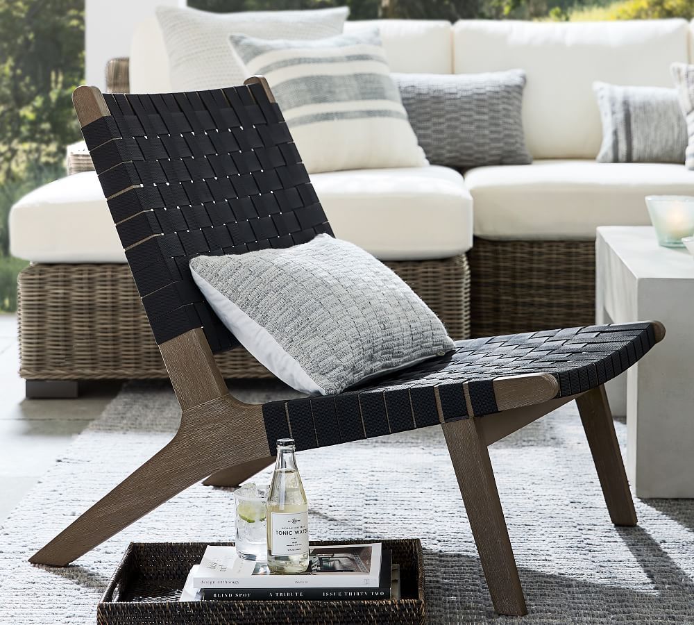 Abbott Indoor/Outdoor FSC® Acacia Woven Lounge Chair, Gray Wash | Pottery Barn (US)