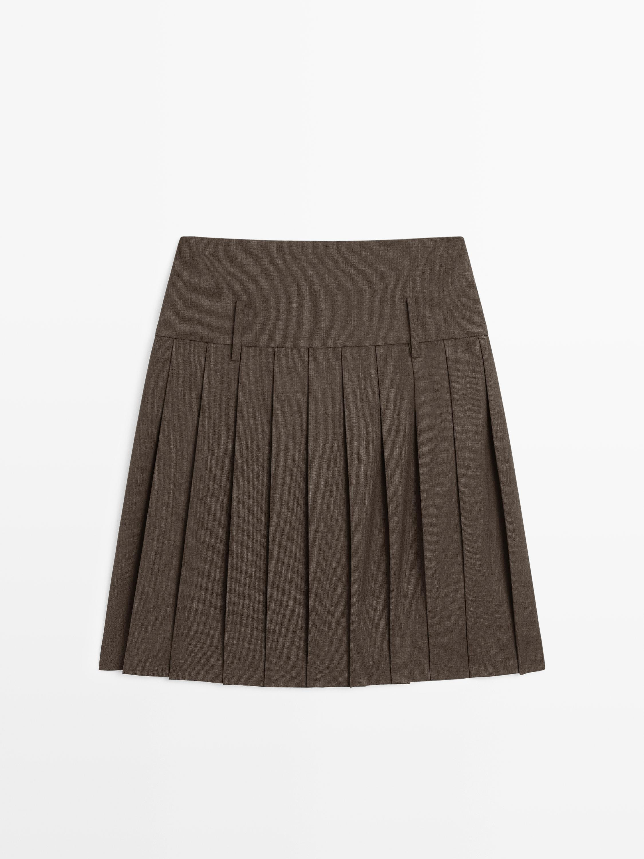 Short box pleat sash skirt | Massimo Dutti US
