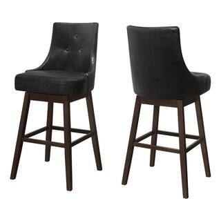 29.25 in. Black High Back Wood Counter Height Bar Chair with Faux leather Seat Set of 2 | The Home Depot
