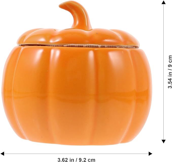 PRETYZOOM Pumpkin Ceramic Bowl Pumpkin Candy Snacks Jar Foods Seal Canister with Lid Loose Tea Co... | Amazon (US)
