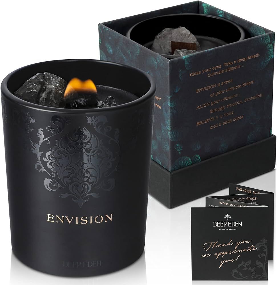 Deep Eden Scented Candle, Wood Wick, 7.4 Oz, Black - Luxurious, Powerful Manifestation Candle - H... | Amazon (US)