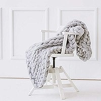 DIRUNEN Chunky Knit Blanket Bulky Throw Merino Wool Hand Made Bed Sofa Throw Super Large (White,3... | Amazon (CA)