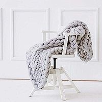 DIRUNEN Chunky Knit Blanket Bulky Throw Merino Wool Hand Made Bed Sofa Throw Super Large (White,3... | Amazon (CA)