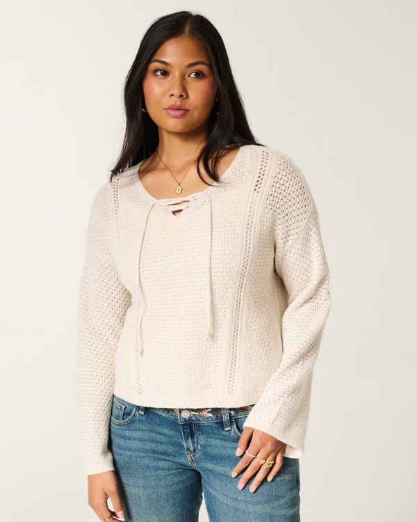 Women's Stitchy V-Neck Sweater | Women's Tops | HollisterCo.com | Hollister (US)