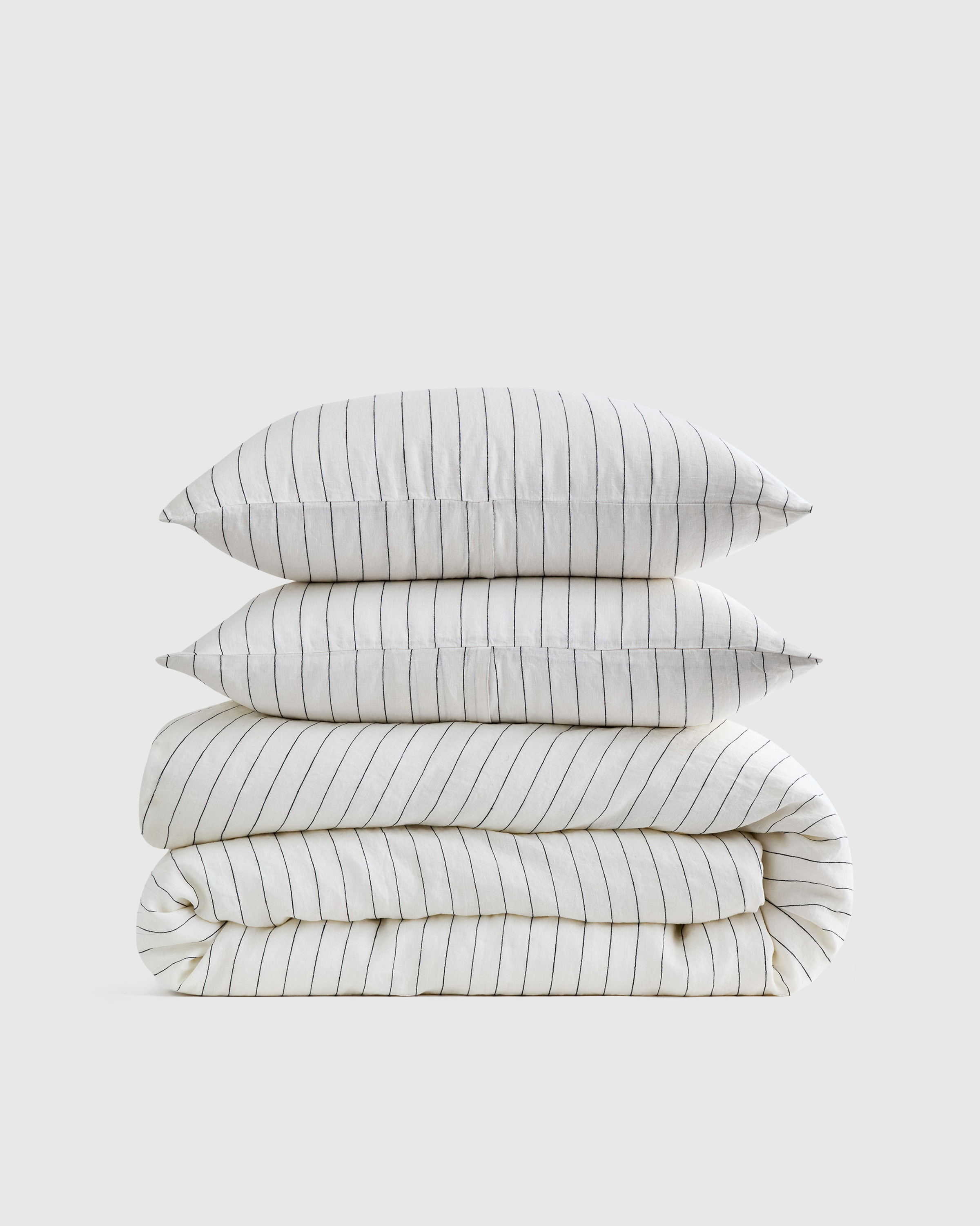 Quince | European Linen Stripe Duvet Cover Set in Pencil Stripe, Size Twin | Quince