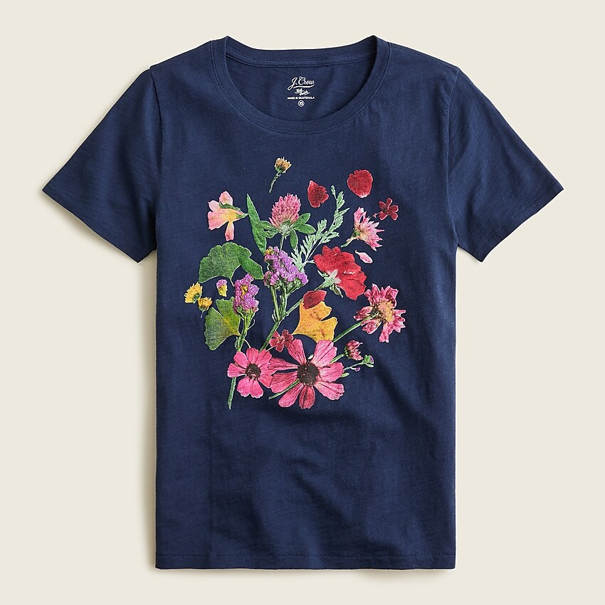 Vintage cotton pressed-flower crewneck T-shirt | J. Crew US