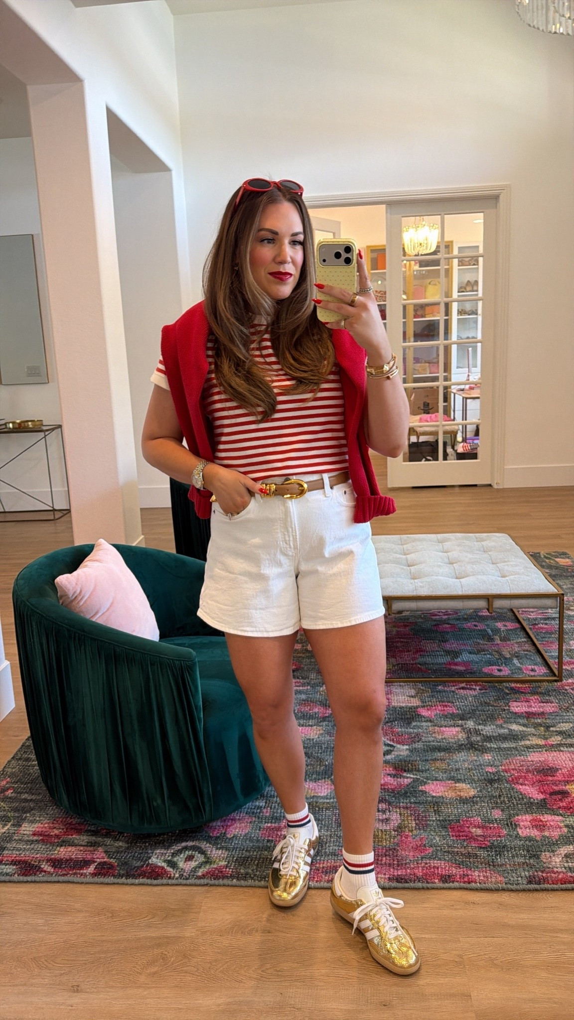 curvy midsize memorial day red and white look! wearing size large in red and white striped tee and size 30 in white denim shorts

#LTKSeasonal #LTKMidsize