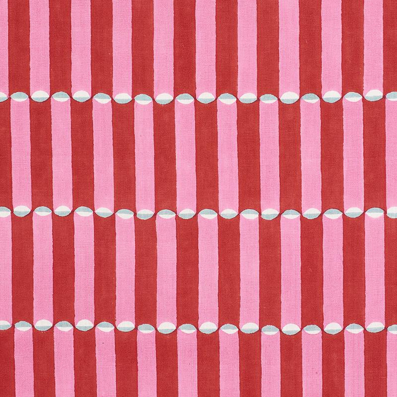 Schumacher Luna Hand Block Print Pink & Red Fabric | DecoratorsBest