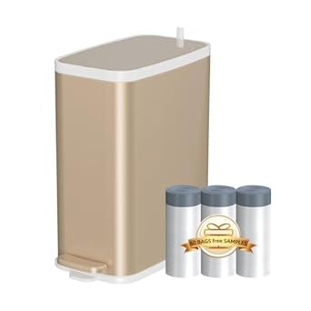 Gold Bathroom Trash Can with Lid Soft Close,1.6 Gallon Slim Garbage can,Small Metal Step Wastebas... | Amazon (US)