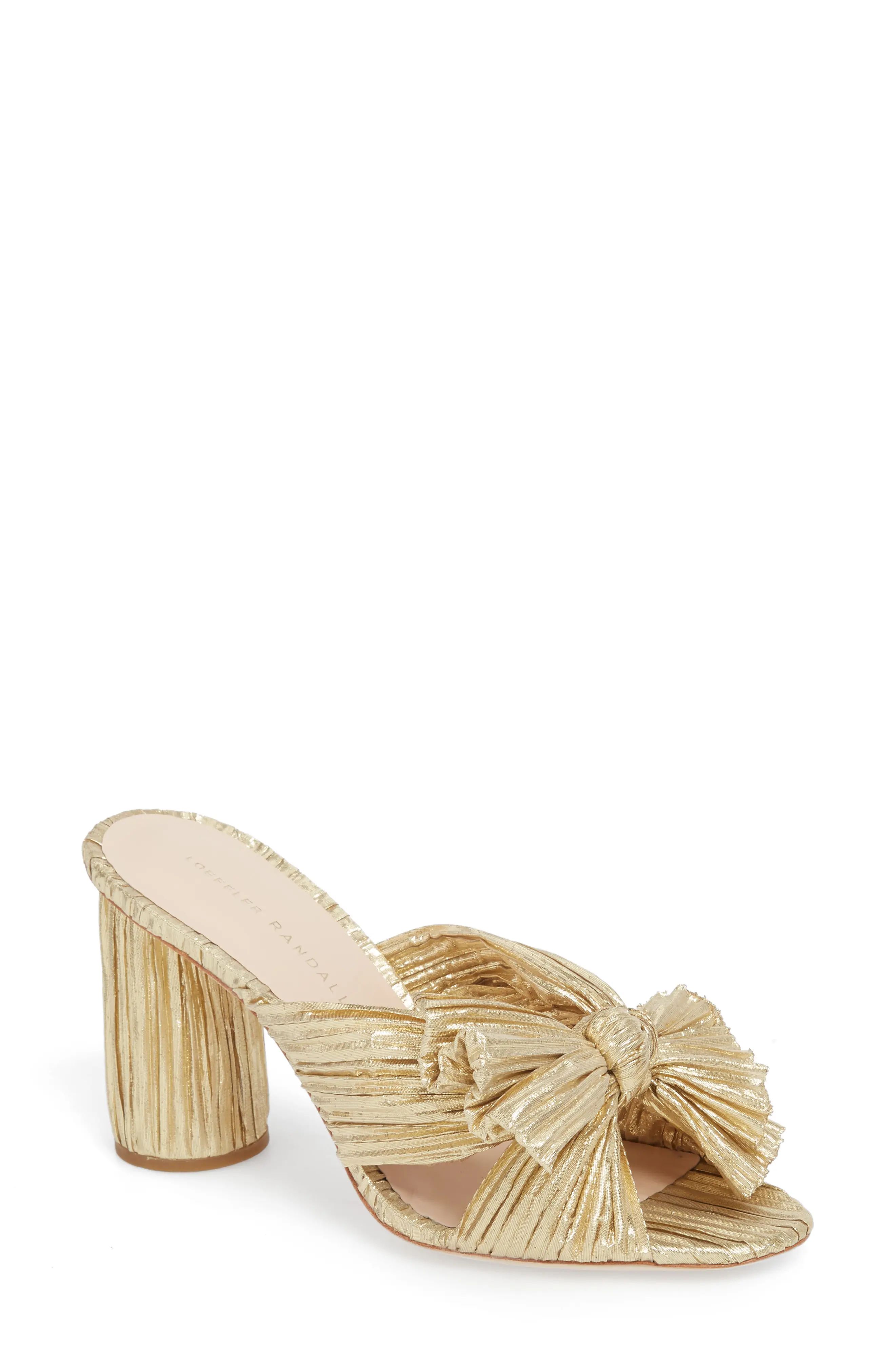 Loeffler Randall Penny Knotted Lame Sandal in Gold at Nordstrom, Size 10 | Nordstrom