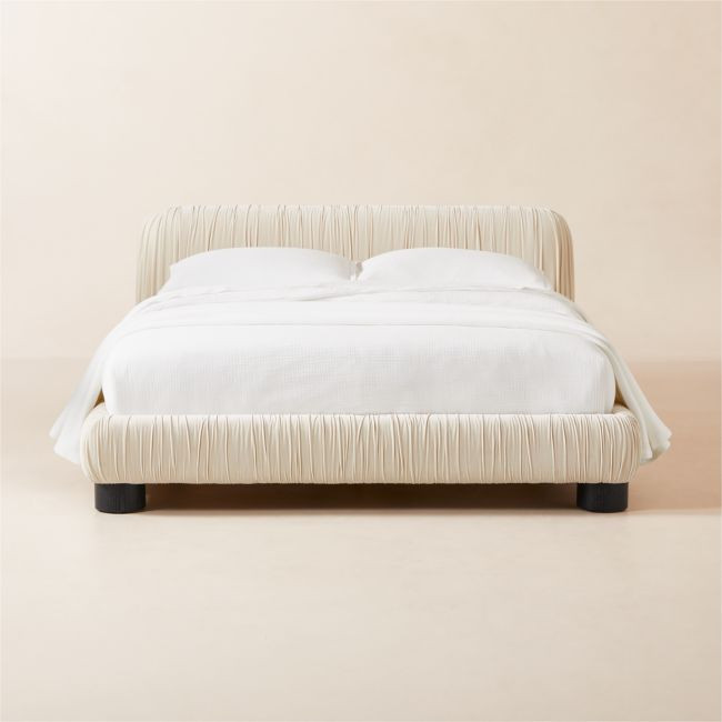 Cantar Ivory Velvet Upholstered Queen Bed | CB2
