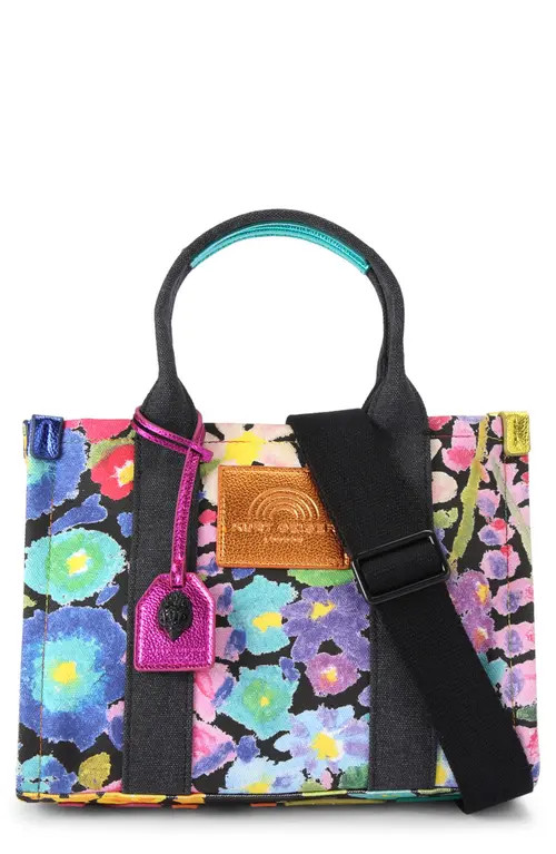 Kurt Geiger London Small Southbank Floral Canvas Tote in Charcoal at Nordstrom | Nordstrom