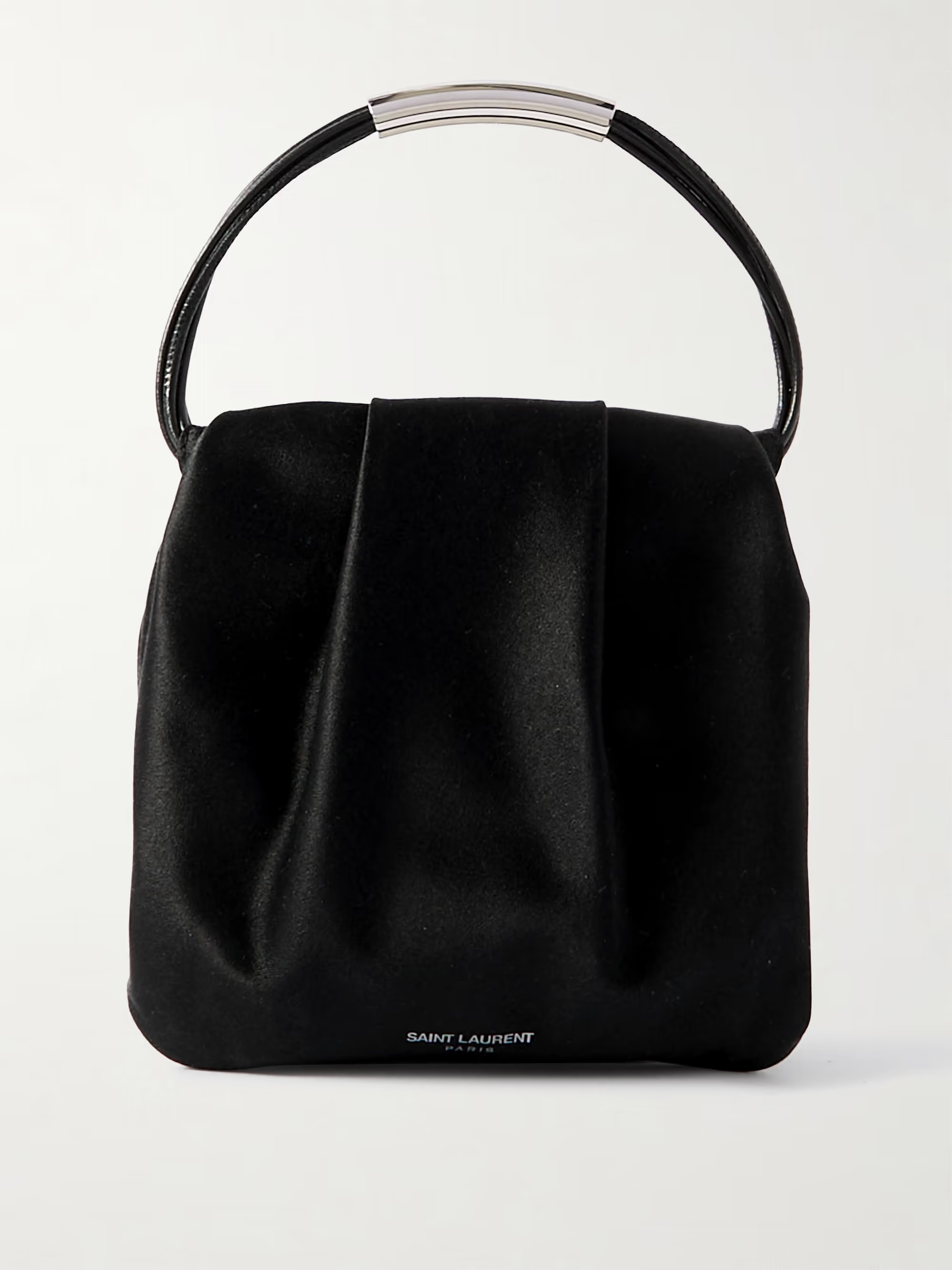 Mini leather-trimmed gathered satin tote | NET-A-PORTER (US)