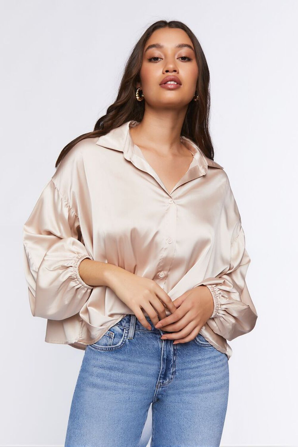 Satin Balloon-Sleeve Top | Forever 21 | Forever 21 (US)