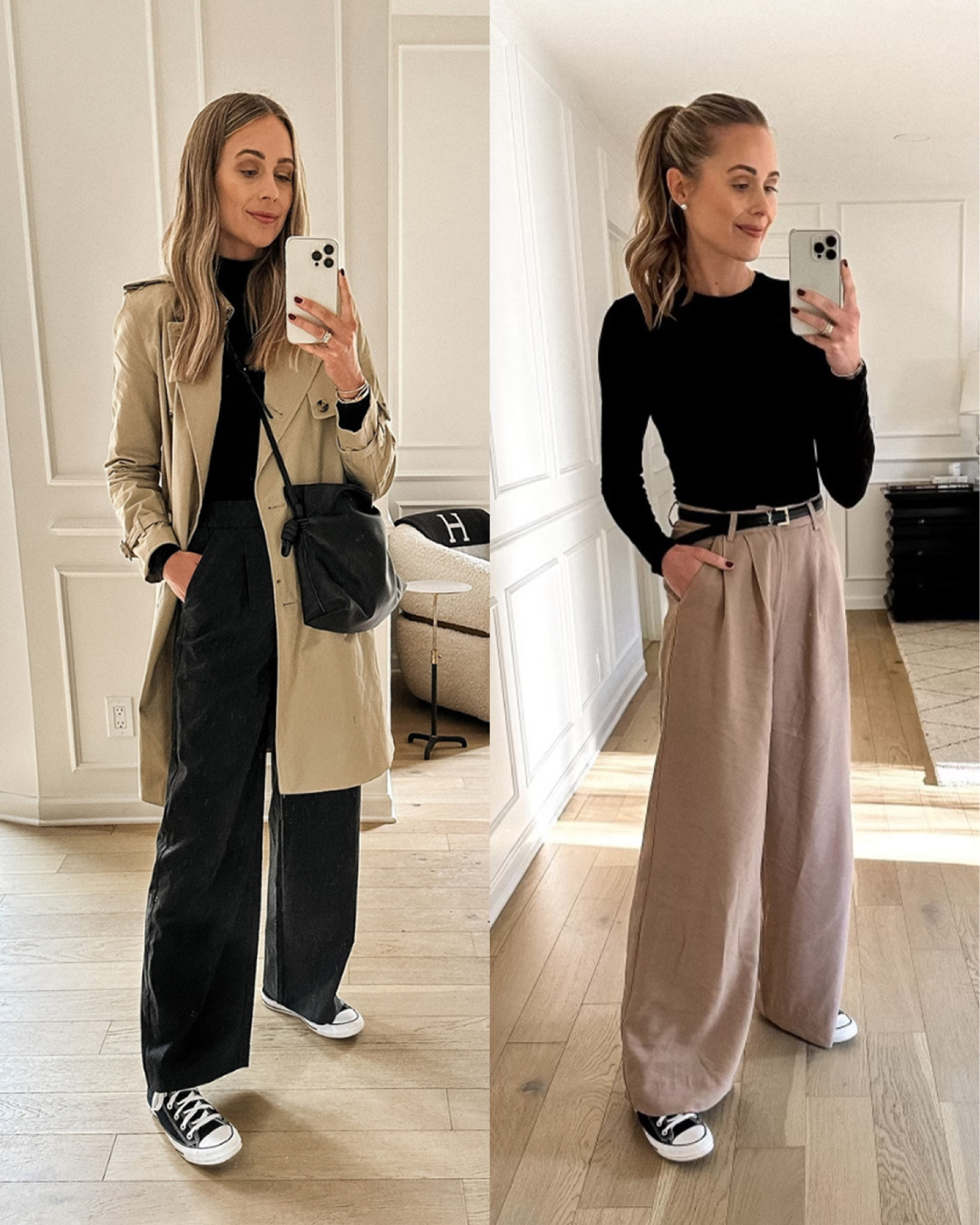 Wide-Leg Pants Gray End-on-End Virgin Wool | DIOR