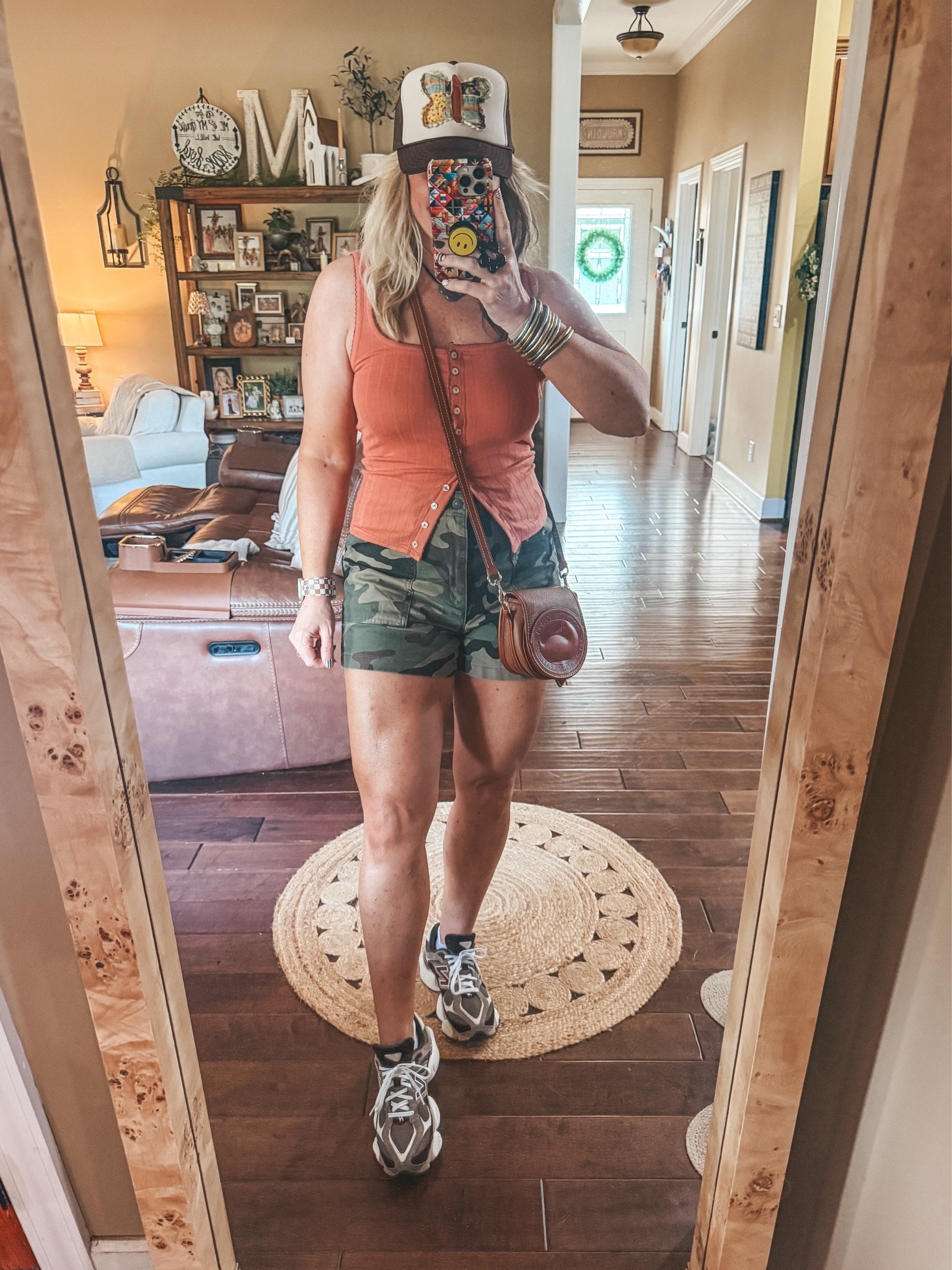 Saturday fit 🍂🦋🤎✨
Tank M
Shorts sized up one 
Sneaks true to size

#LTKOver40 #LTKootd