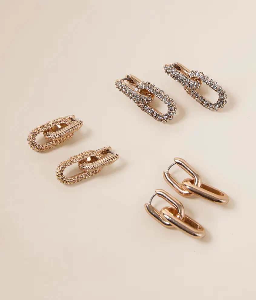 3 Pack Glitz Link Earring Set | Buckle