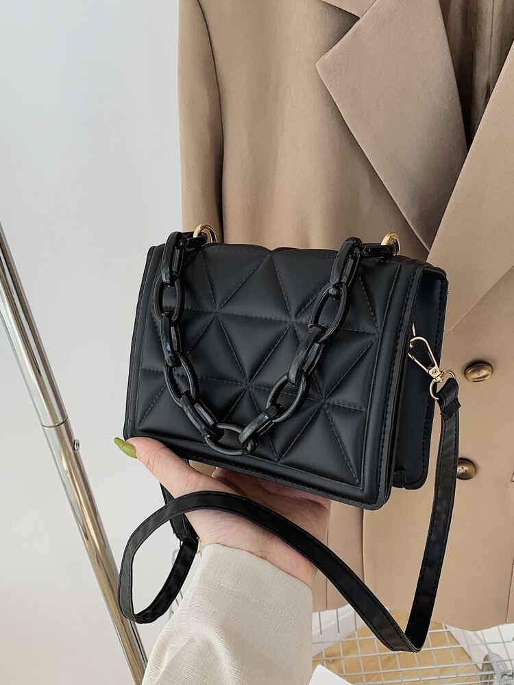 Mini Quilted Detail Chain Decor Flap Square Bag | SHEIN
