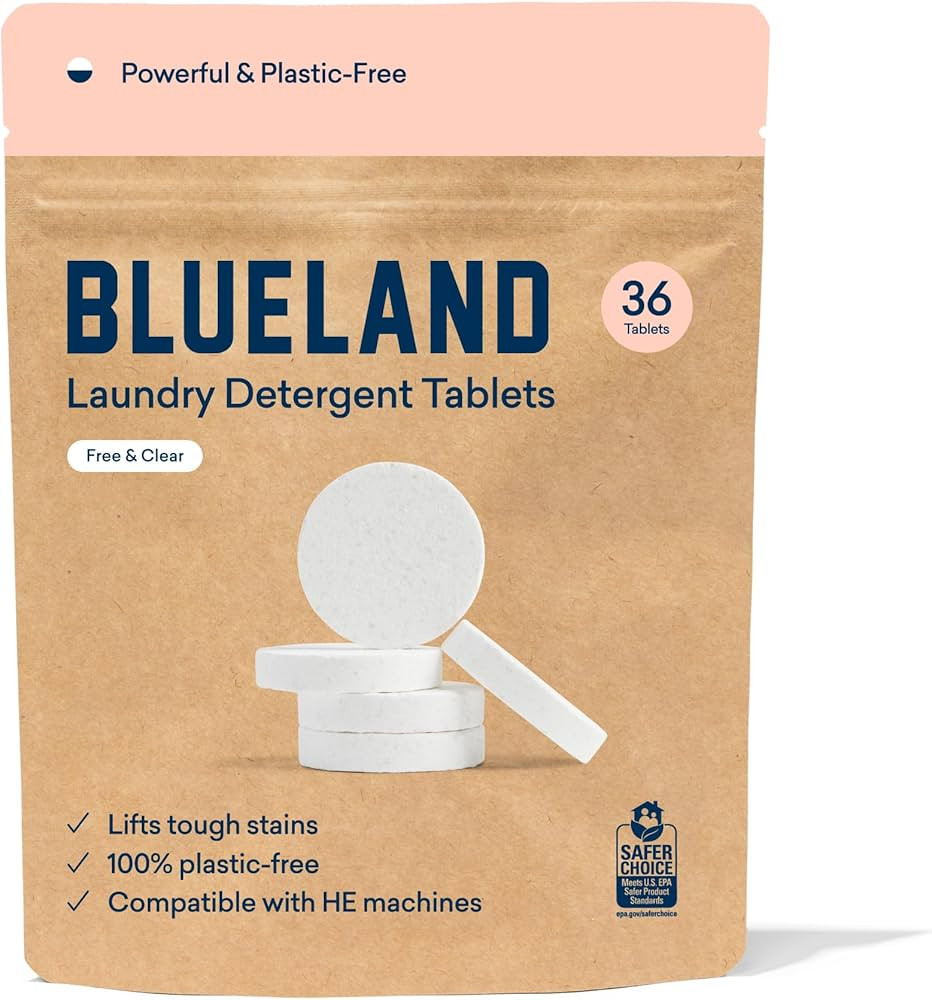 BLUELAND Laundry Detergent Tablets 36 Count, Plastic-Free Alternative to Pods, Sheets, or Liquid ... | Amazon (US)
