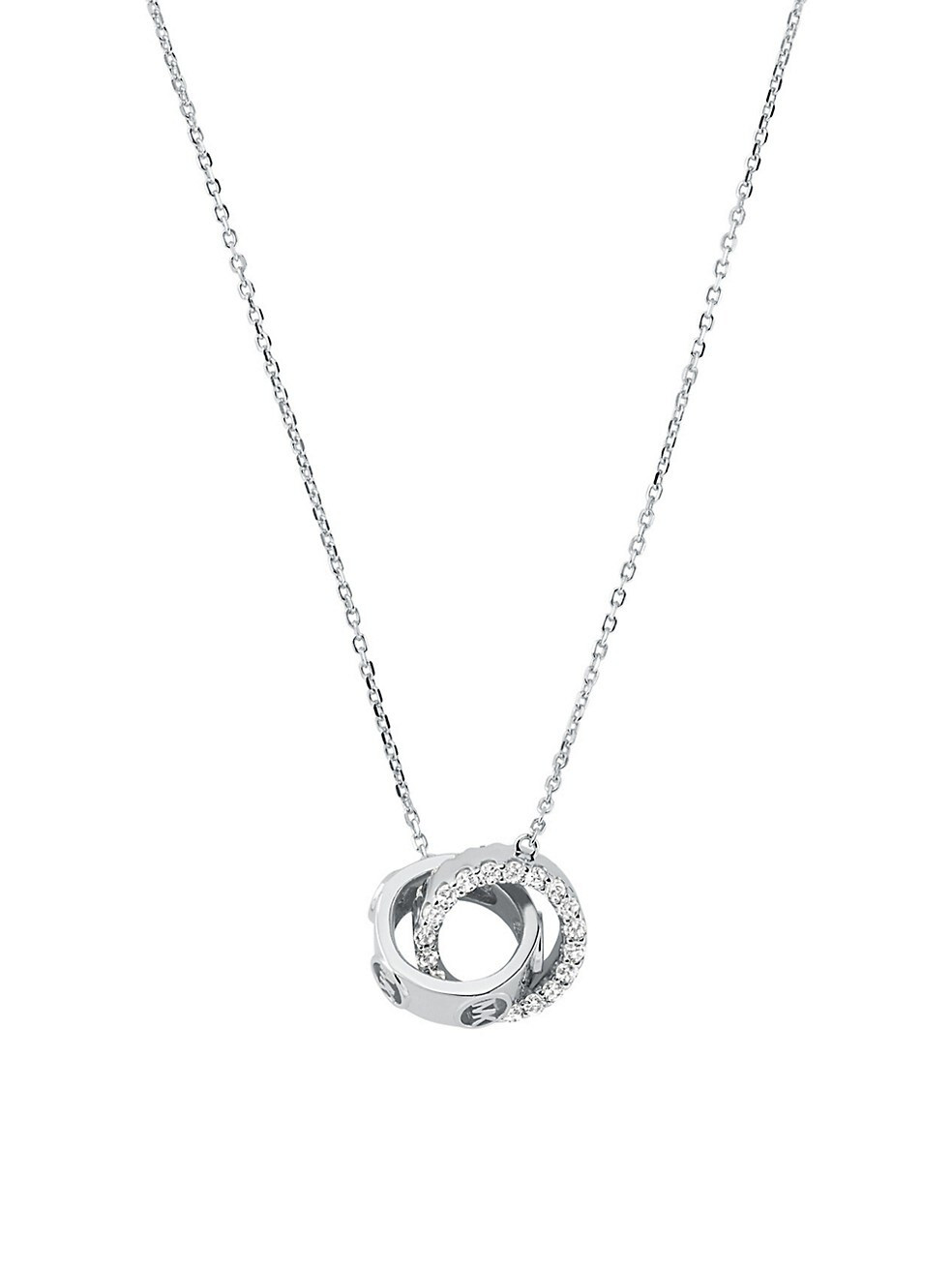 Michael Kors Sterling Silver &amp; Cubic Zirconia Interlocking-Ring Pendant Necklace | Saks Fifth Avenue