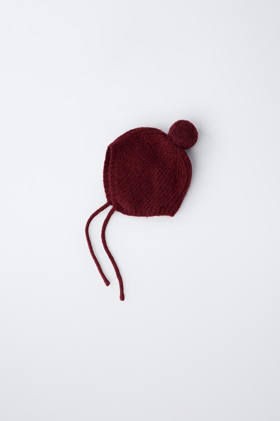 KNIT POMPOM BONNET | Zara US