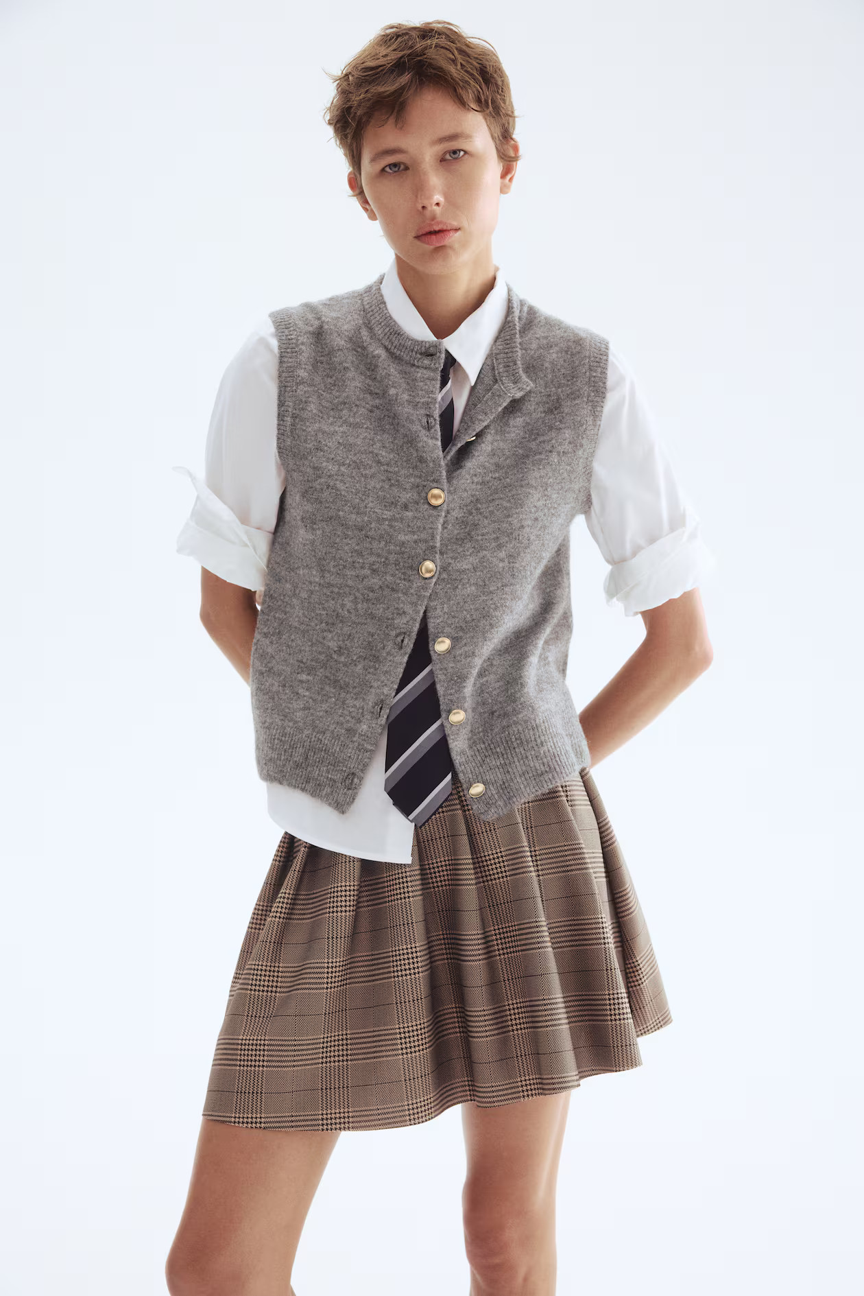 Fine-Knit Vest - Gray melange - Ladies | H&M US | H&M (US + CA)