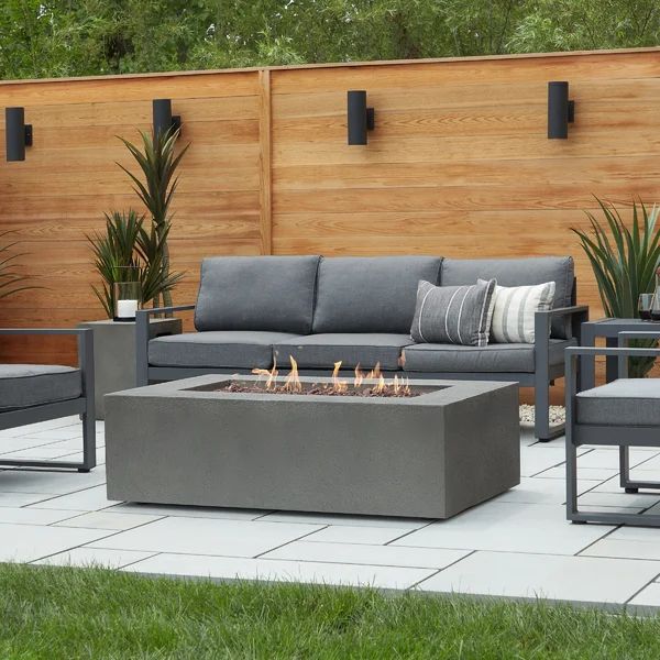 Baltic 15.5'' H x 50.5'' W Concrete Natural Gas Outdoor Fire Pit Table with Lid | Wayfair North America