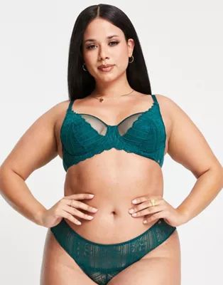 Dorina Curve Moss recycled lace and mesh lingerie set in green | ASOS | ASOS (Global)