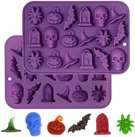 Webake Halloween Candy Chocolate Molds 3D, 18-Cavity Halloween Silicone Molds Shaped with Skull P... | Amazon (US)