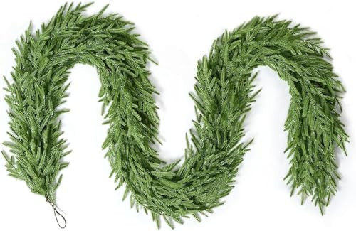 9ft Artificial Christmas Garland, Realistic Norfolk Pine Greenery Garland for Fireplace Mantel, Table, Doorframe, Indoor Outdoor Xmas Holiday Decoration, Real Touch Full Cedar Pine Garland | Amazon (US)