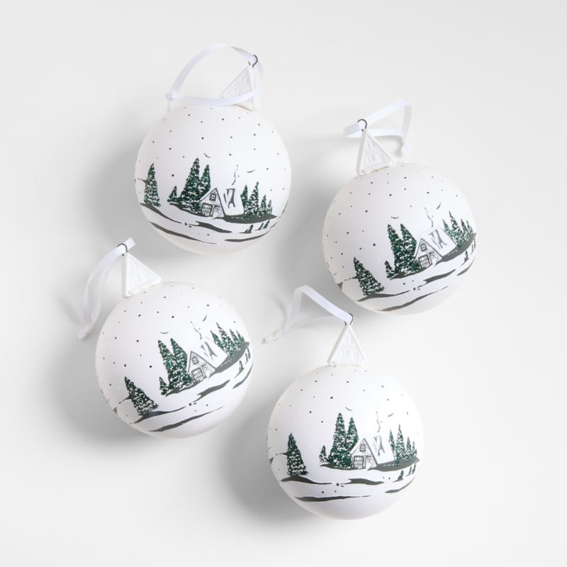 Winter A-Frame Ball Christmas Ornament, Set of 4 + Reviews | Crate & Barrel | Crate & Barrel