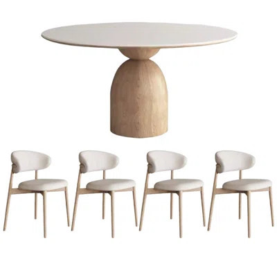 Solid Wood Rock-Plate Round Dining Table Chair Set | Wayfair North America