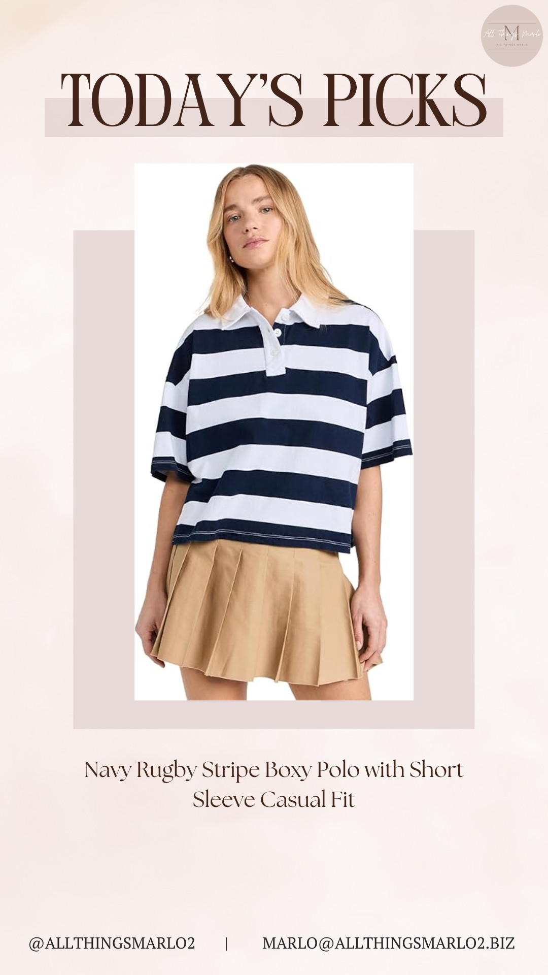 Navy Rugby Stripe Boxy Polo with Short Sleeve Casual Fit
 

 #LTKSeasonal #LTKWorkwear #LTKTravel